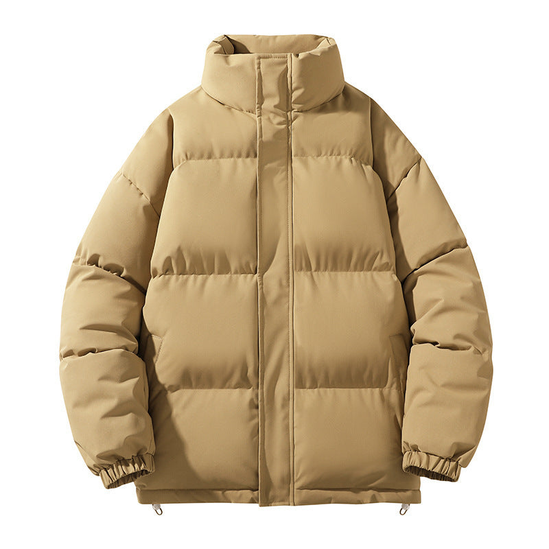 Solid Color Down Coat Couple Stand-up Collar Cotton-padded Coat