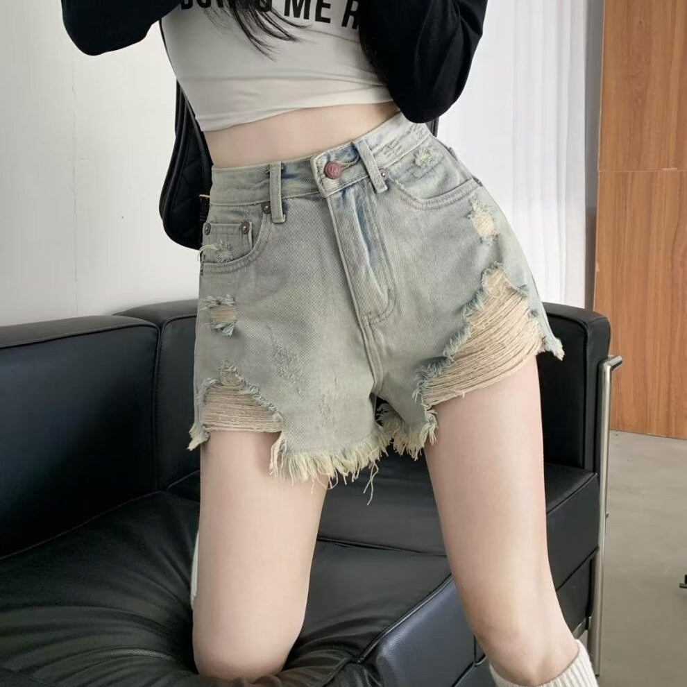 Retro Denim Shorts For Women New Casual High-Street Style All-Match Jeans