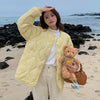 Korean Style Down Cotton Jacket Women's Short Light Round Neck