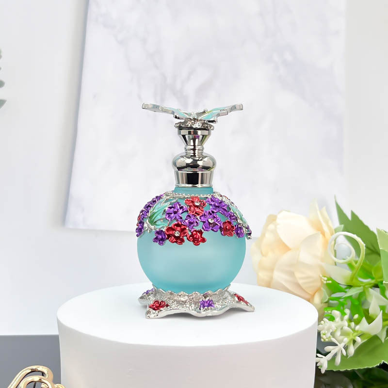 زجاجة عطر زيت عطري فاخرة عالية الجودة، مصنوعة من زجاج سميك على شكل فراشة، سعة 25 مل، معبأة بتفريغ الهواء، خاصة بصالونات التجميل