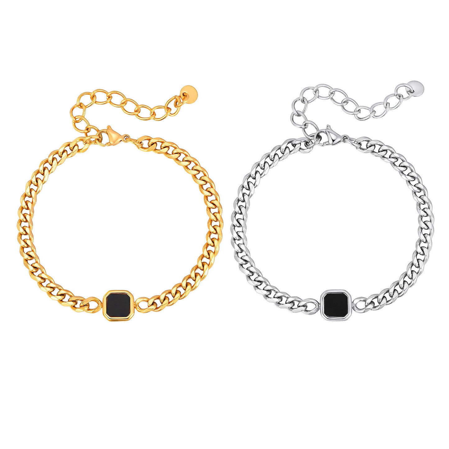 Stainless Steel Acrylic Six-sided Chain Bracelet
