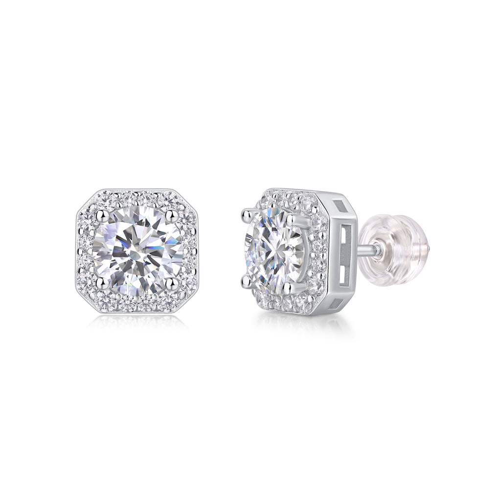 The Rose In The Heart - Earrings Set With 1-carat Top-quality Moissanite S925, Silver And Platinum-plated Stud Earrings, A Fashionable And Trendy Accessory That Can Be Tested With A Diamond Pen