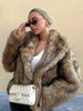 Women's Pure Color Versatile Faux Fur Collar Long Sleeve Coat Plus Size Outerwear