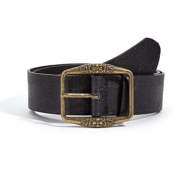 New Retro Embossing Belt Brown Alloy Ethnic Style