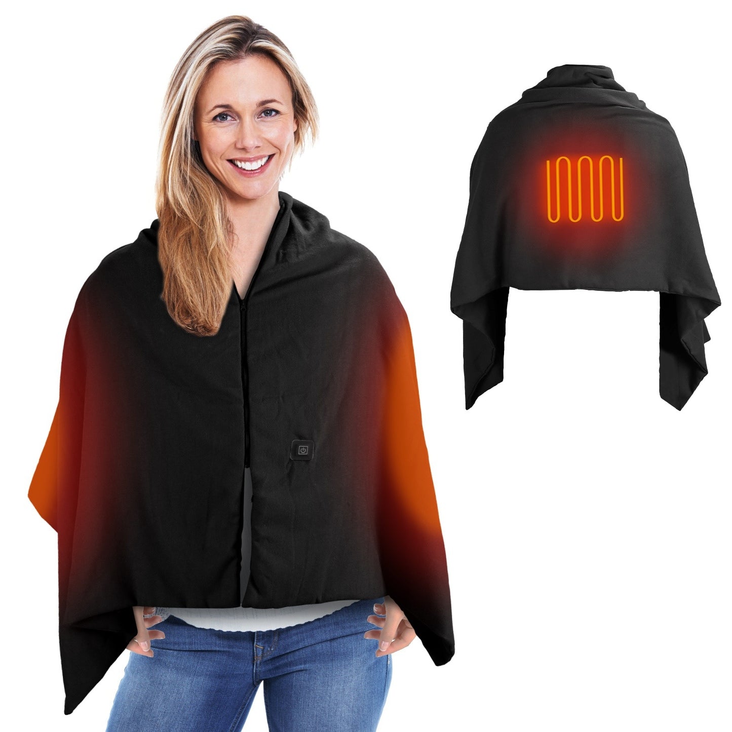 1Pc 79x24In USB Heated Shawl With Teasel Wearable Heating Blanket Electric Throw Wrap Indoor Outdoor With Zipper 3 Heating Levels Machine Washable For Outdoor Home Office