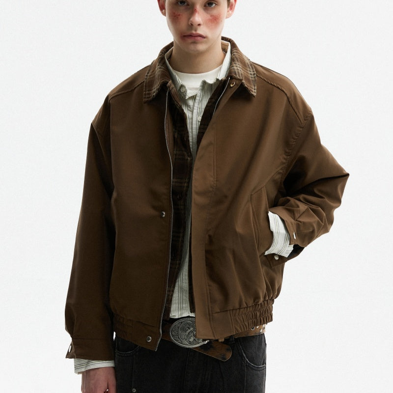 Fake Two-piece Spliced With Autumn Plaid Lapel Jacket