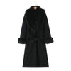Big Fur Collar Belt Wool Coat Long Jacket