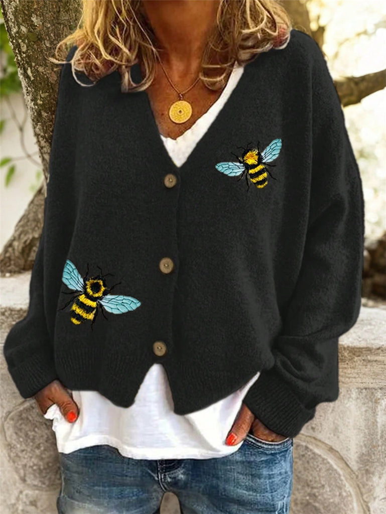 Animal Pattern Design Knitted Cardigan Sweater