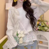 Bow Stitching Lace Strap Warm Temperament Top