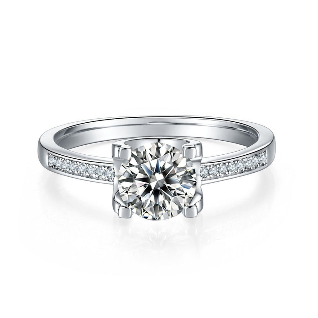 The Claw Of Light And Shadow - A Wedding Ring Set With 1-carat Top-quality Moissanite S925 Silver And Platinum-plated Diamond. The Ring Can Be Inspected With A Diamond Pen