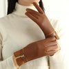 Personality Fleece-lined PU Gloves For Women