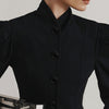 جاكيت بدلة قصير أنيق ذو ياقة سوداء بتصميم كلاسيكي فرنسي للنساء