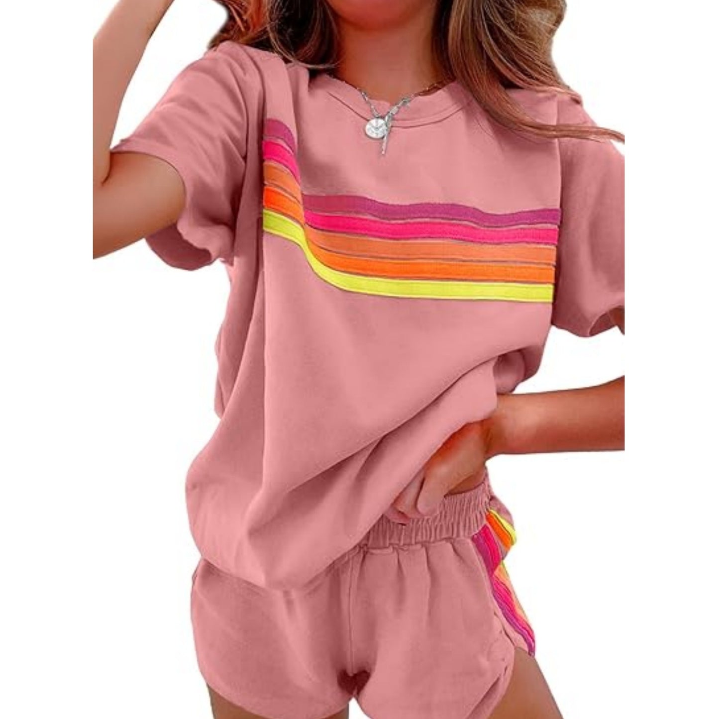 Simple Contrast Color Fashion Casual Set Women