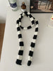Black And White Striped Thickened Wool Decorative Thin Scarf
