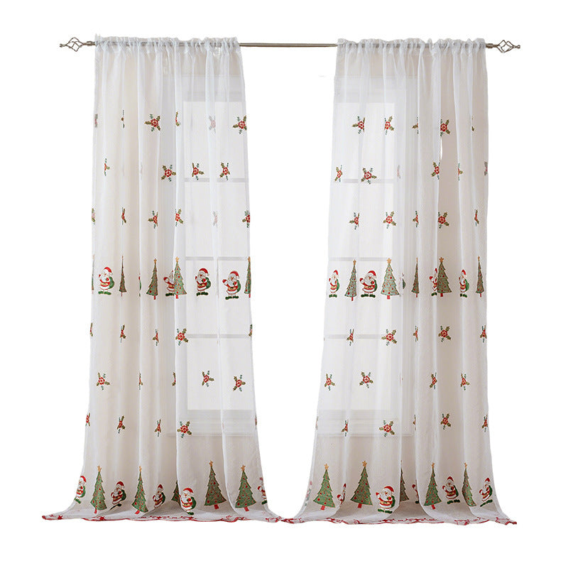 New American Christmas Curtain Christmas Tree Embroidery
