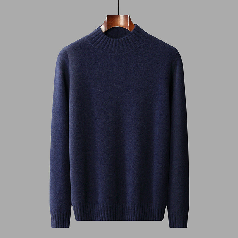 Men's Business-Casual Solid-Color All-Match Sweater With A Half-High Neck