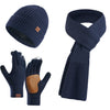 Winter Women's Wool Hat Scarf Gloves Plus Leather Non-slip Three-piece Set