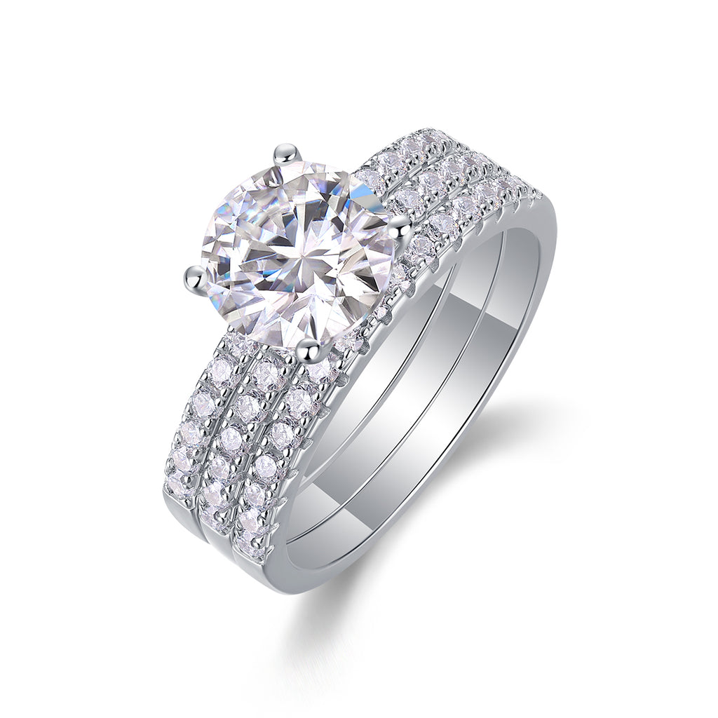Dreamy - Set With 2-carat Top-quality Moissanite S925 Silver And Platinum-plated Diamond Wedding Ring. The Ring Can Be Inspected With A Diamond Pen