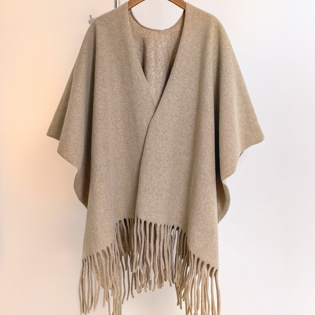 رداء خارجي دافئ للسفر عالي الجودة بتصميم ريترو أنيق بلون سادة