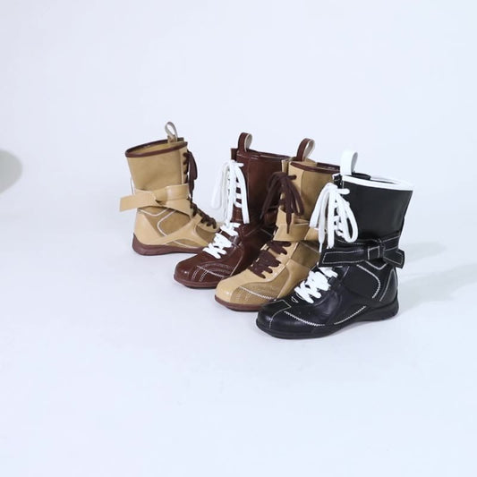 Retro Lace Up Boxing Boots Female Hight Increasing Martin Boots