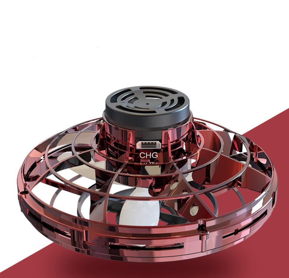 لعبة طائرة هليكوبتر صغيرة تفاعلية تعمل بآلية الدوران، مزودة بإضاءة LED، على شكل طبق طائر، لعبة دوارة للأطفال