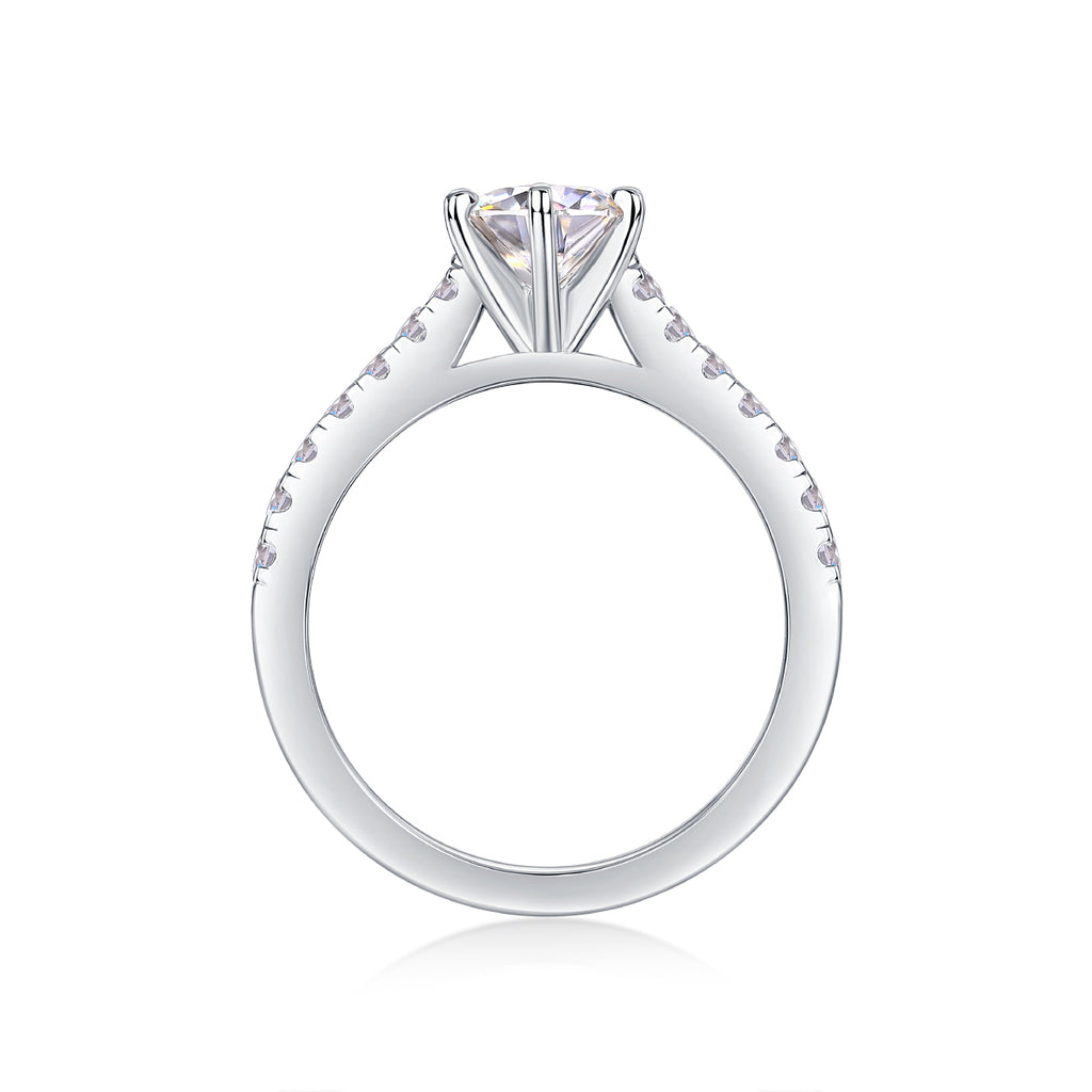 Surrounded By Stars - A Wedding Ring Set With 1-carat Top-quality Moissanite S925 Silver And Platinum-plated Diamond. The Ring Can Be Inspected With A Diamond Pen