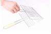 Stainless Steel Outdoor Grill Wooden Handle Square