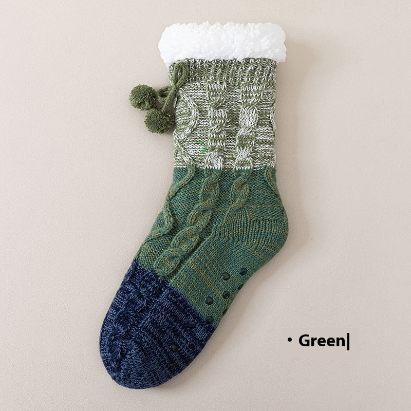 Lambswool Thickened Warm Mid-calf Length Socks Non-slip Floor Socks