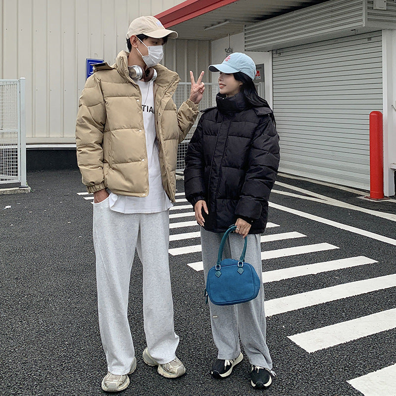 جاكيت قطني قصير للنساء، دافئ، مزود بغطاء رأس، مقاوم للرياح، مبطن بالقطن