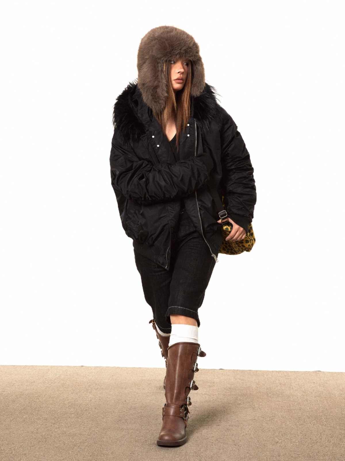 Short Fur Collar Coat Padded Hooded Cotton Coat