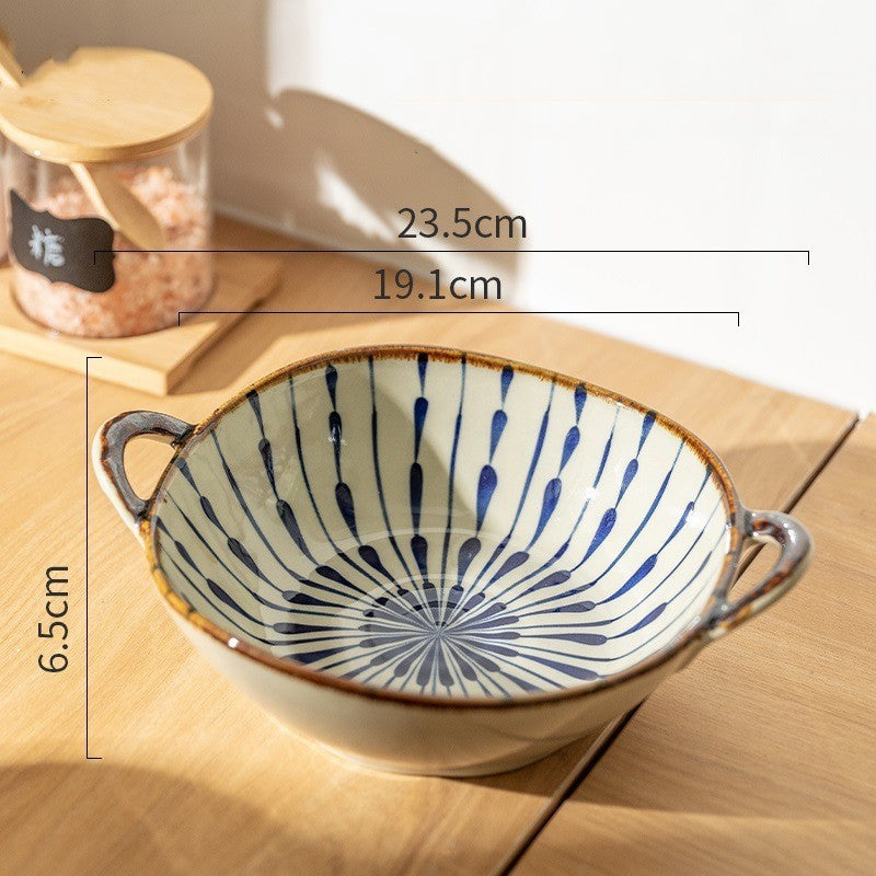 Ceramic Soup Bowl Household Anti-scald Double-ear Bowl