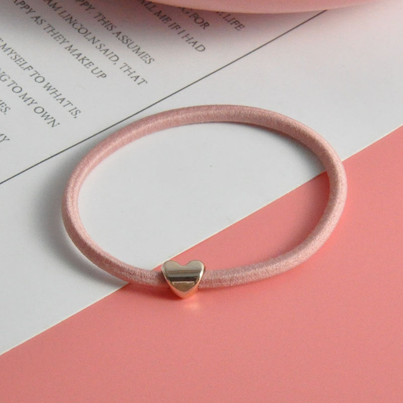 Golden Balls Peach Heart Rubber Band