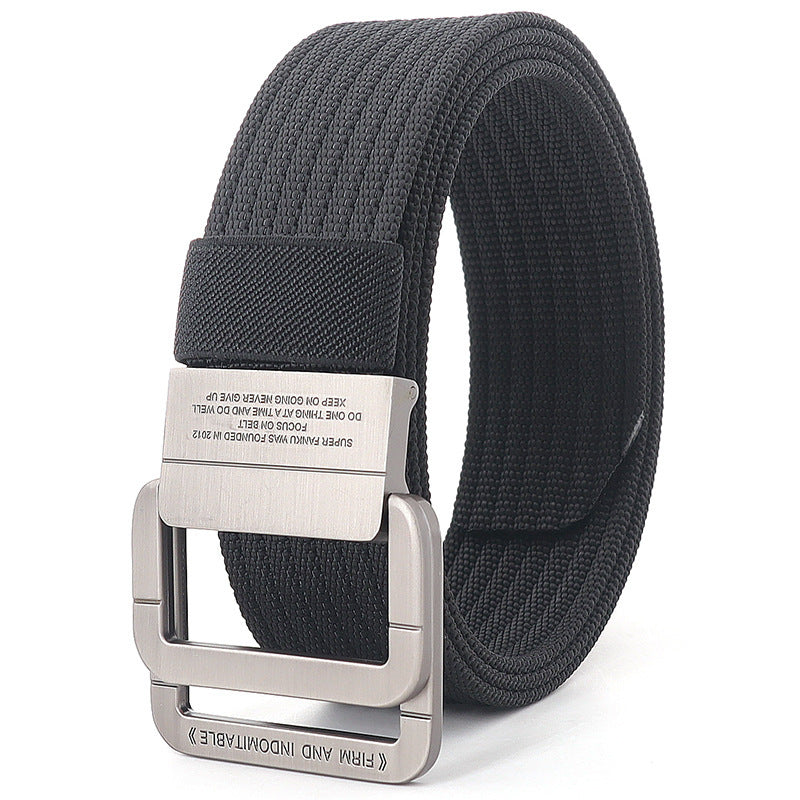 Alloy Double Ring Buckle Woven Nylon Tactical Sports Outdoor Waist Belt