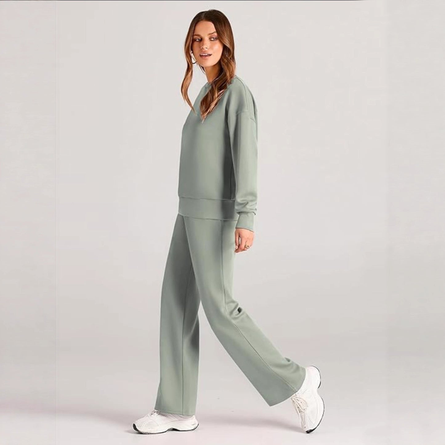 Casual Wide Leg Pocket Trousers Suit