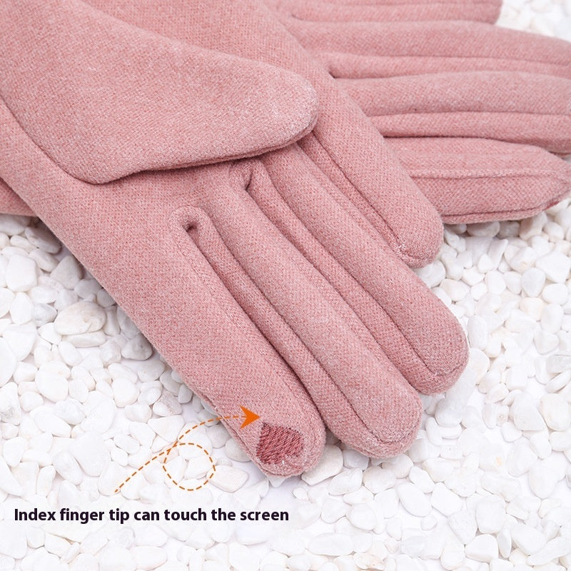 Women's Winter Riding Warm Velvet Padded Thickened Touch Screen Gloves