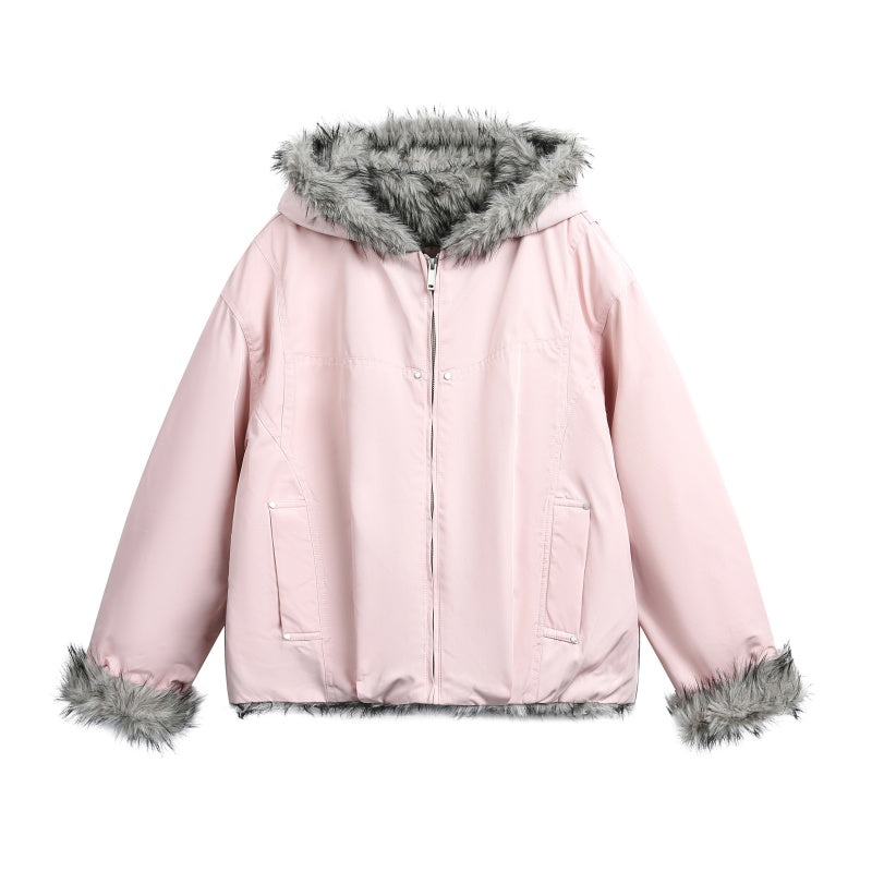Fur-collar Cotton Jacket For Autumn And Winter Thickened Warm Coat