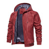 Men's Hooded Warm PU Leather Coat