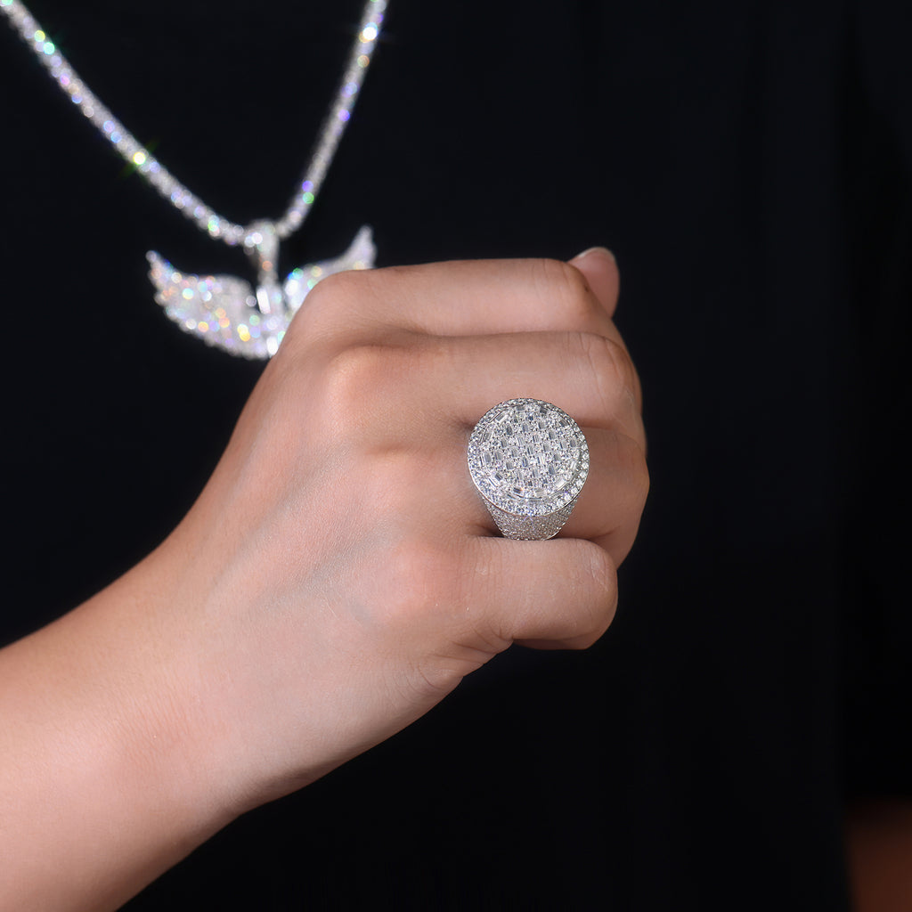 Unrivaled In The World - Men's Ring, Diamond Ring And Wedding Ring Set With Top-quality Moissanite S925 Silver And Platinum-plated. The Ring Can Be Inspected With A Diamond Pen