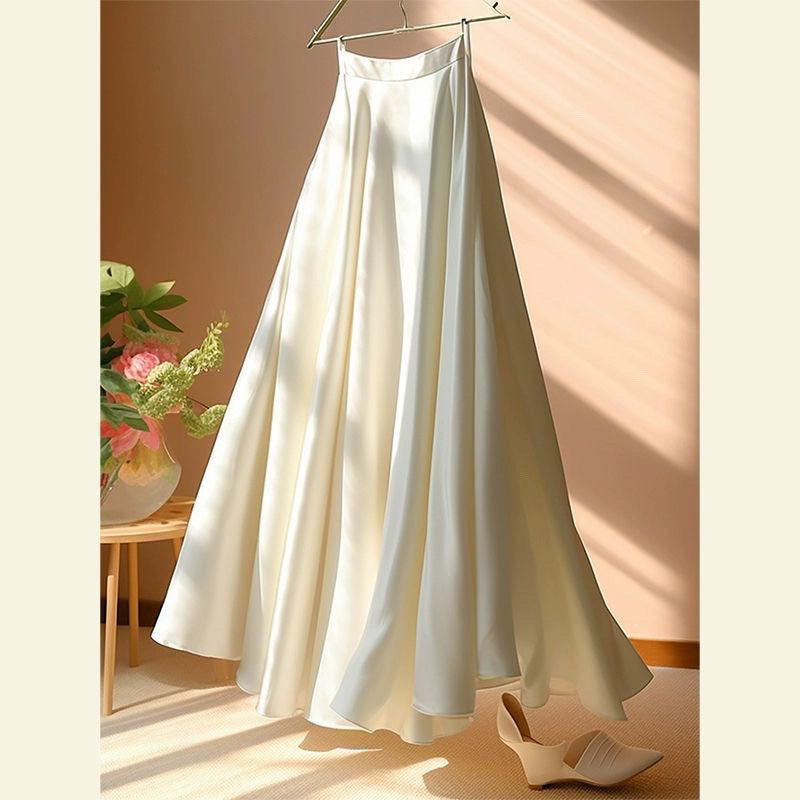 High Waist Drooping Slim-fit Small Light Luxury Satin Skirt