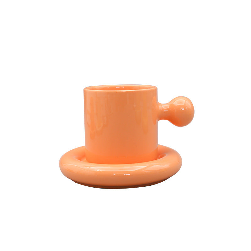 Macaron Ceramic Mug Egg Yolk Mug With Lid Set Couple Mug