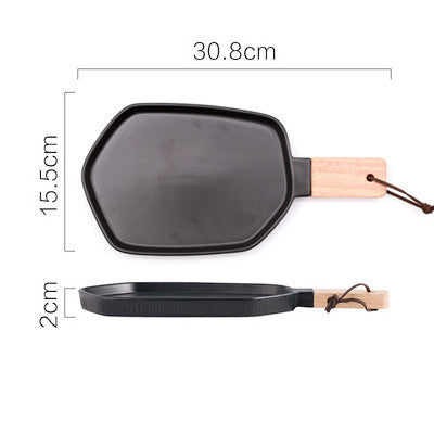 Nordic Creative Ceramic Western Food Plate With Wooden Handle