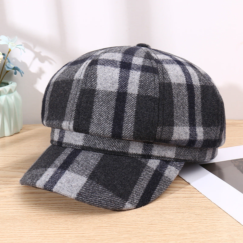 Fashion New Woolen Octagonal Hat Women