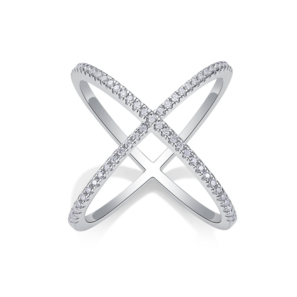 X-shaped Heart Movement - Set With Top-quality Moissanite S925 Silver And Platinum-plated Diamond Wedding Ring. The Golden Color Of The Ring Can Be Tested With A Diamond Pen