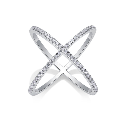 X-shaped Heart Movement - Set With Top-quality Moissanite S925 Silver And Platinum-plated Diamond Wedding Ring. The Golden Color Of The Ring Can Be Tested With A Diamond Pen