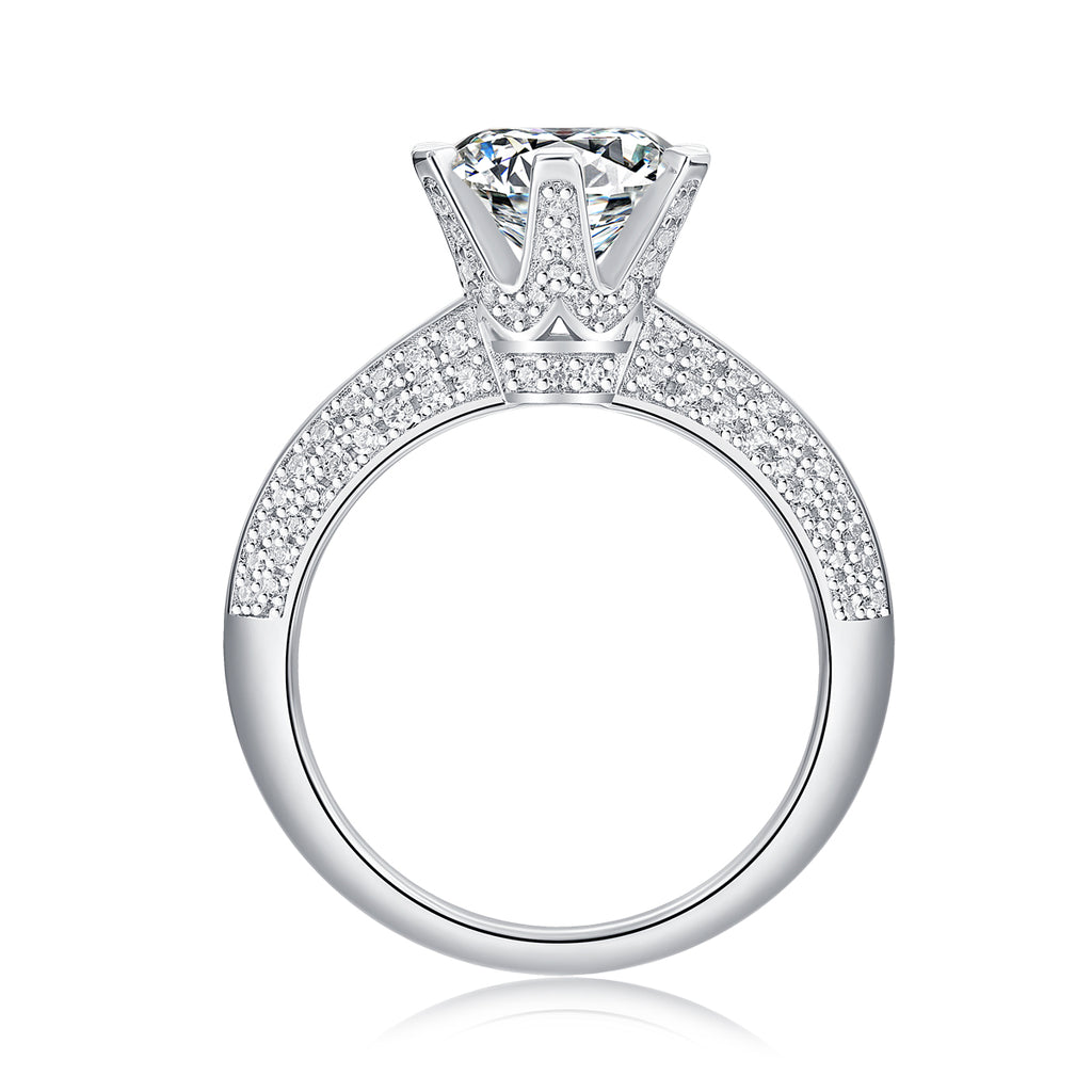 The Destination Of Love - A Wedding Ring Set With 1-carat, 3-carat And 5-carat Top-quality Moissanite S925 Silver And Platinum-plated Diamond. The Ring Can Be Inspected With A Diamond Pen