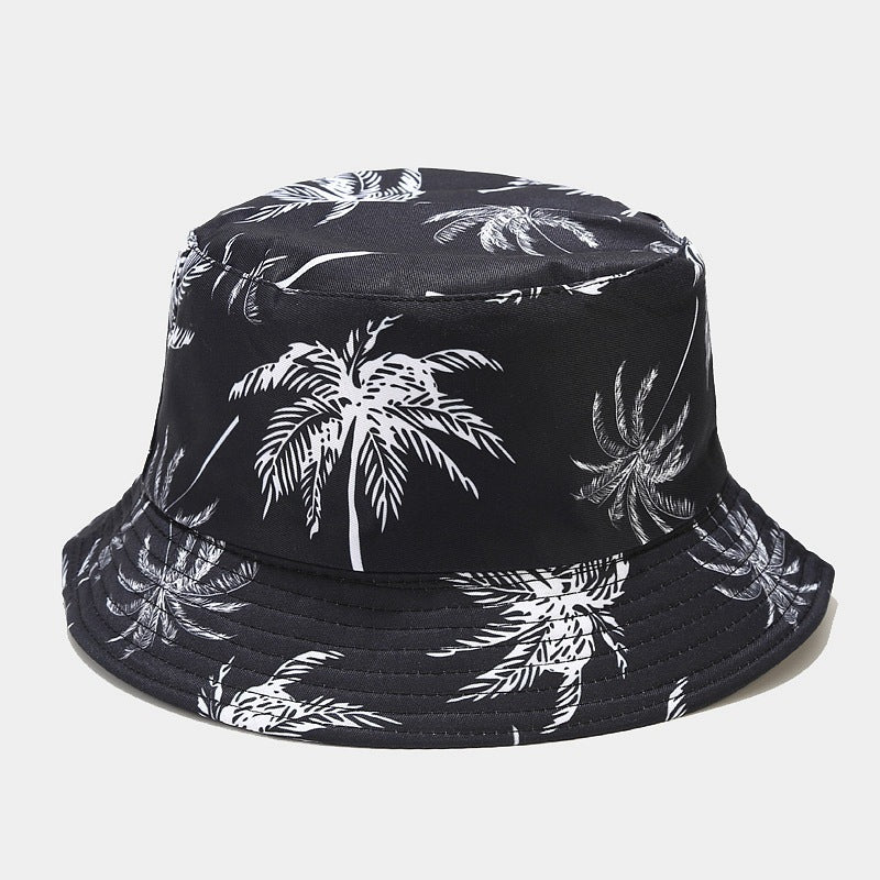 Outdoor Sunshade Beach Coconut Tree Printing Bucket Hat