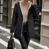 Mid-length Small Plaid Hooded Long-sleeved Warm Jacket
