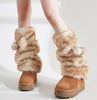 Women's Subculture Fur Bunching Socks Jk Fur Ball