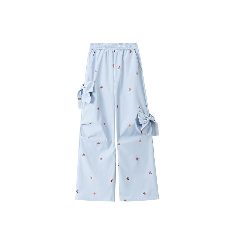 Printed Three-dimensional Bow Decoration Sweet And Spicy Bear Casual Working Pants