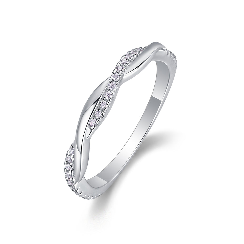 Twin - Set With Top-quality Moissanite S925, Silver And Platinum-plated Diamond Wedding Ring. The Ring Can Be Inspected With A Diamond Pen